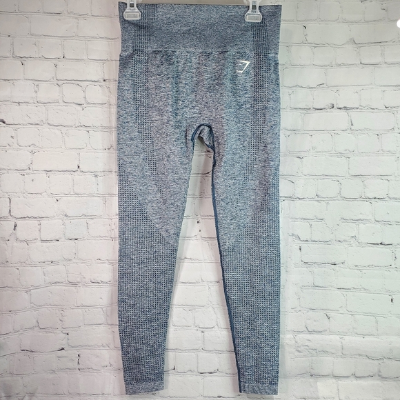 Gymshark Vital Seamless Leggings Women's Blue High Rise Stretch Compression - Picture 4 of 6